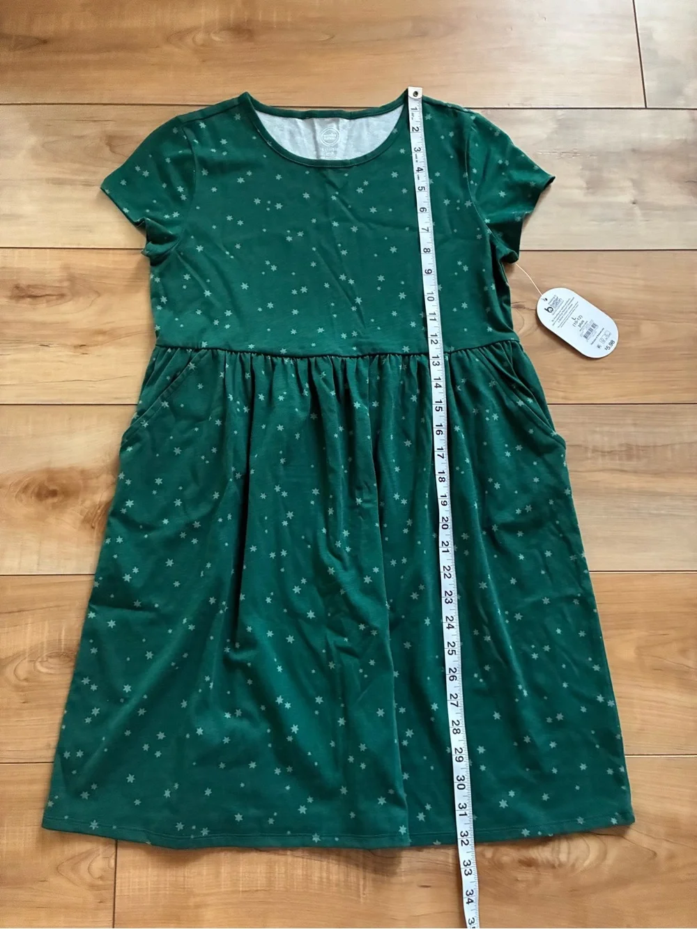 wonder nation Green Star Print Short Sleeve Pocket Dress